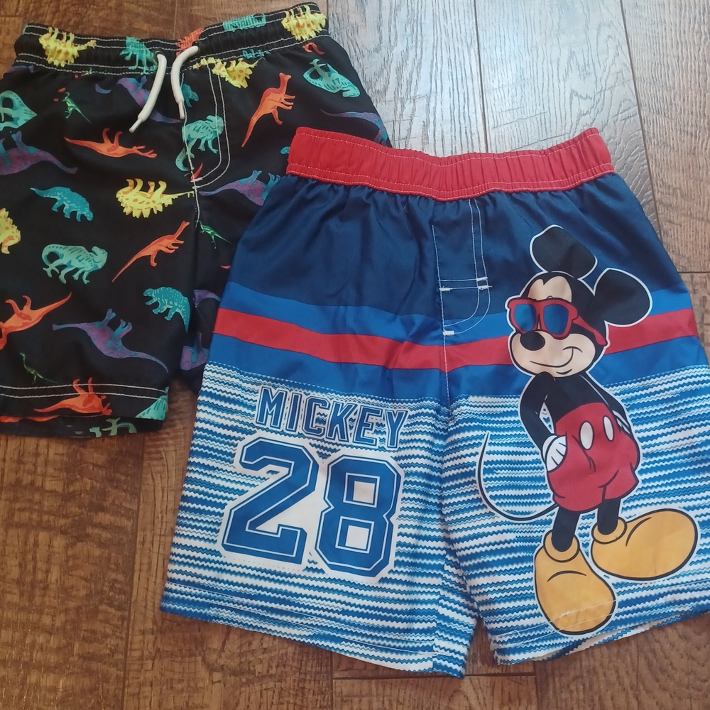 Mickey Mouse and Dinosaur Swim Trunks Shorts Boys Sz 5T